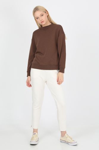 JOHN FRANK WOMAN SPORTS&LOUNGEWEAR CHIC COC SWEATSHIRT KAHVE - 3